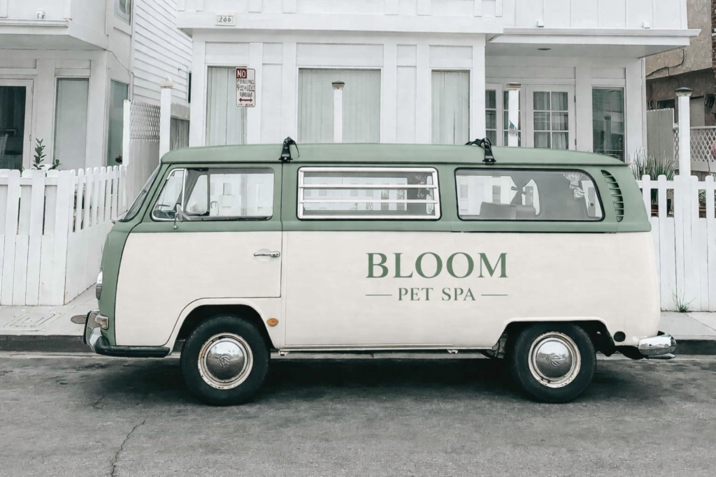 Bloom Pet Spa mobile grooming van offering dog grooming in Vancouver